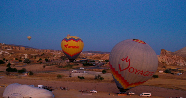 Balloons on the ground in Cappadocia